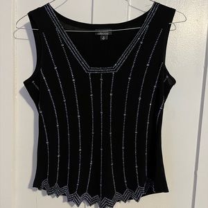 Black with blue gems sleeveless shirt
